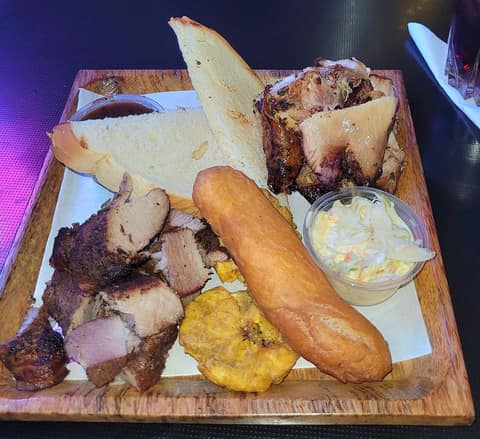 Jerk chicken and pork